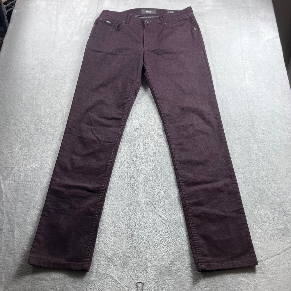 Brax Feel Good Cooper Fancy Mens Regular Fit Pants Burgundy 33/34 87-6267/42
